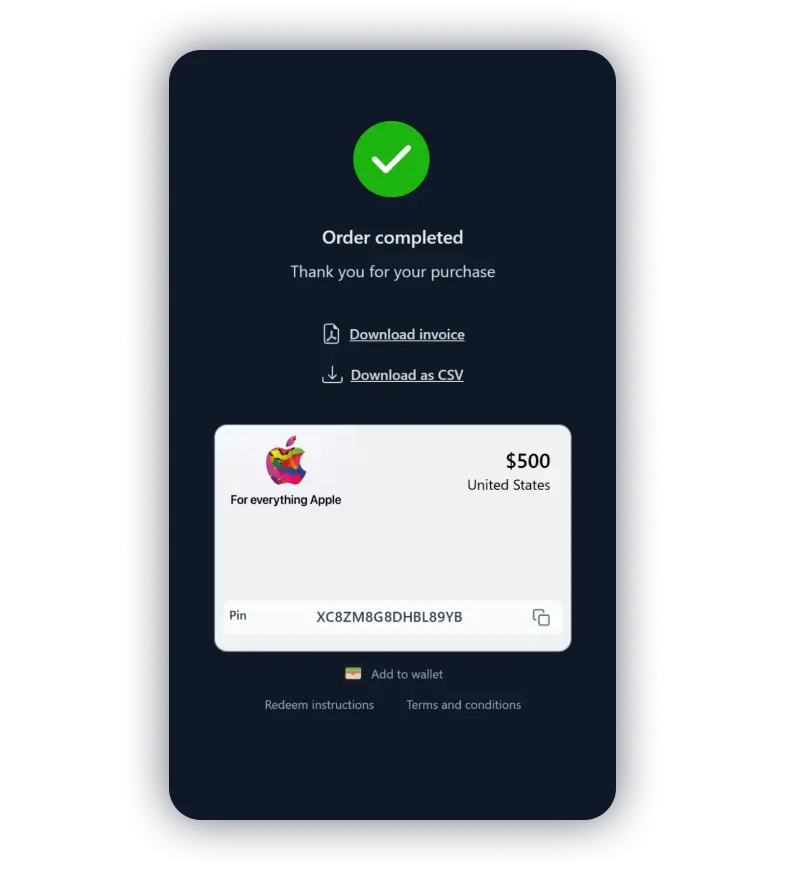 复制您的礼品卡代码