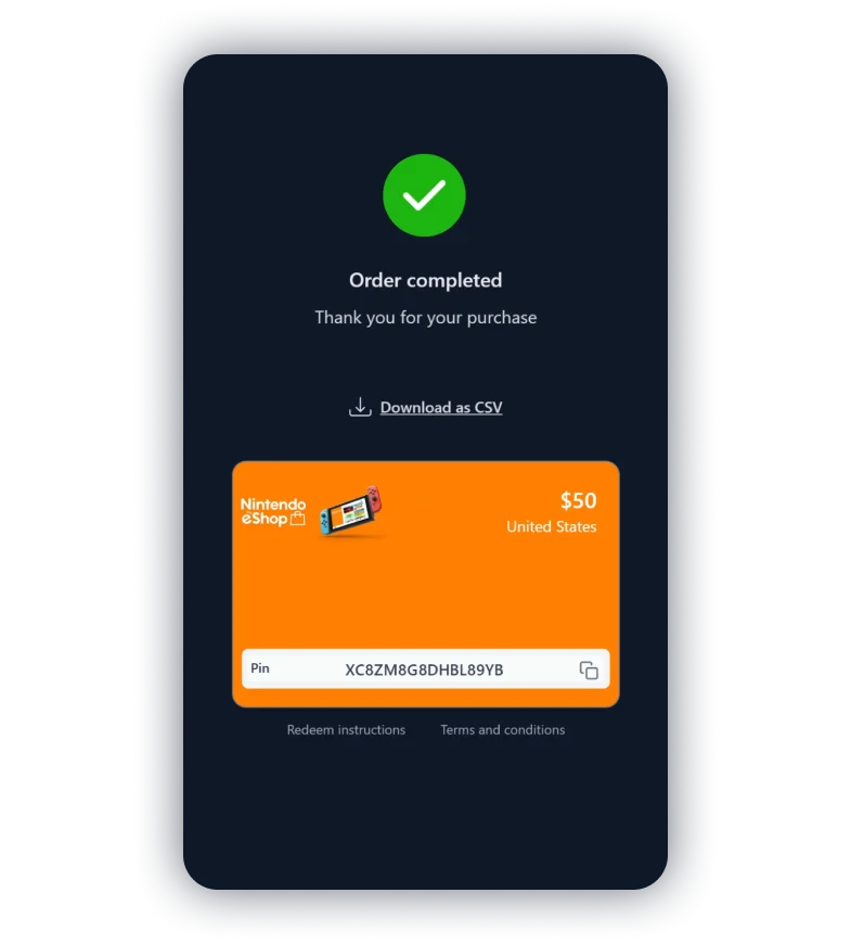 Reclama y copia tu código de tarjeta de regalo