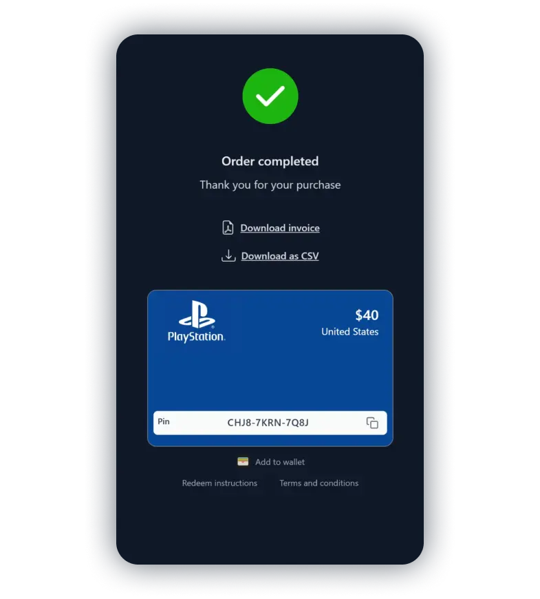 Copie seu código de cartão-presente