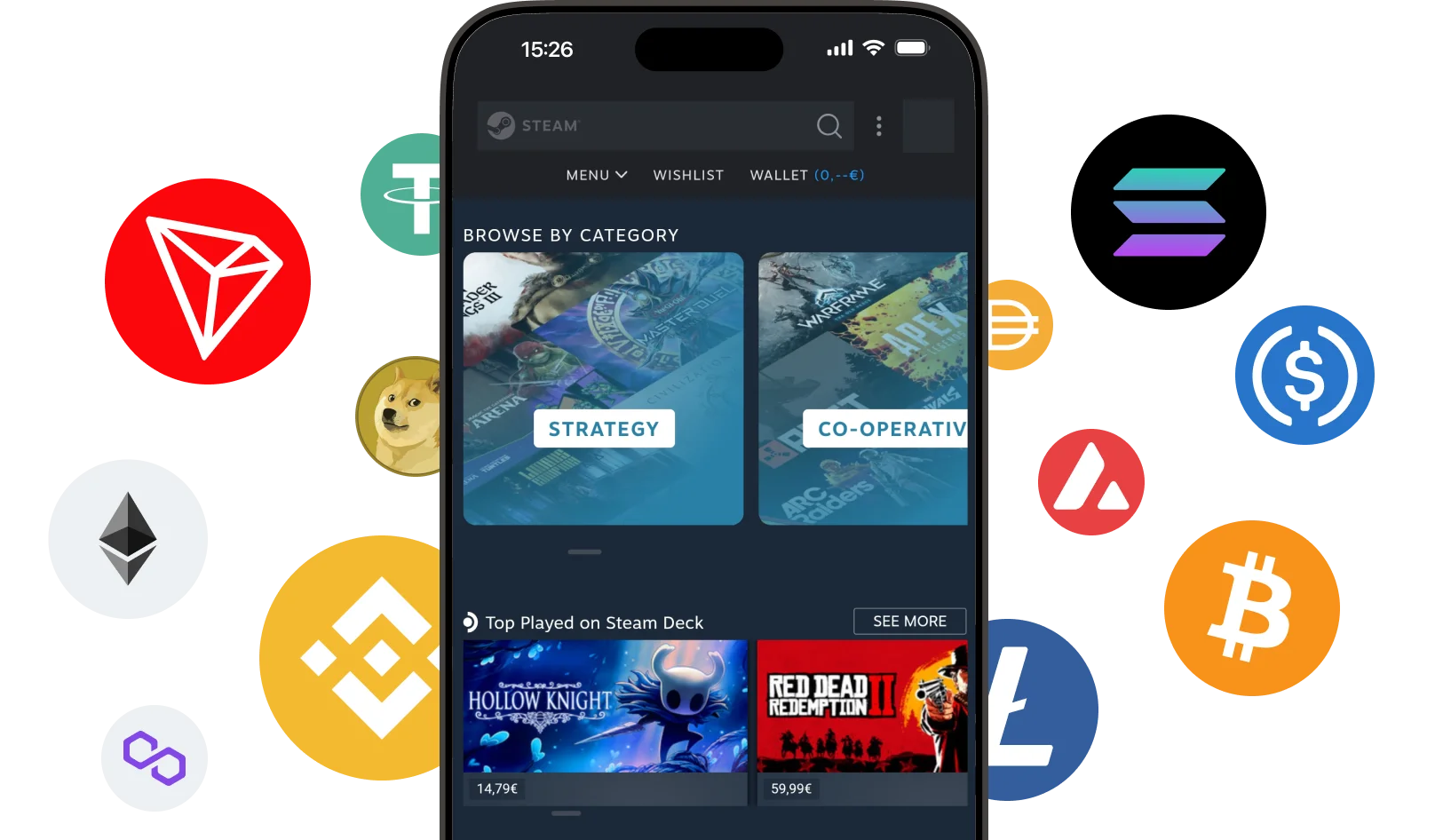 使用加密货币的Steam