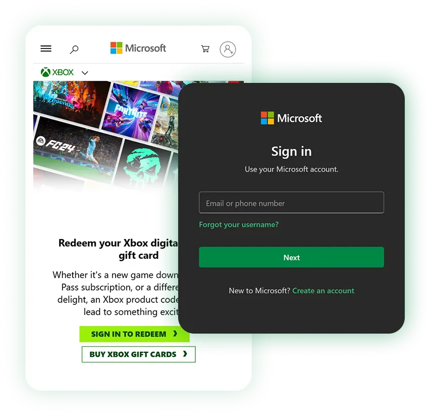 Allez sur la page de redemption Microsoft
